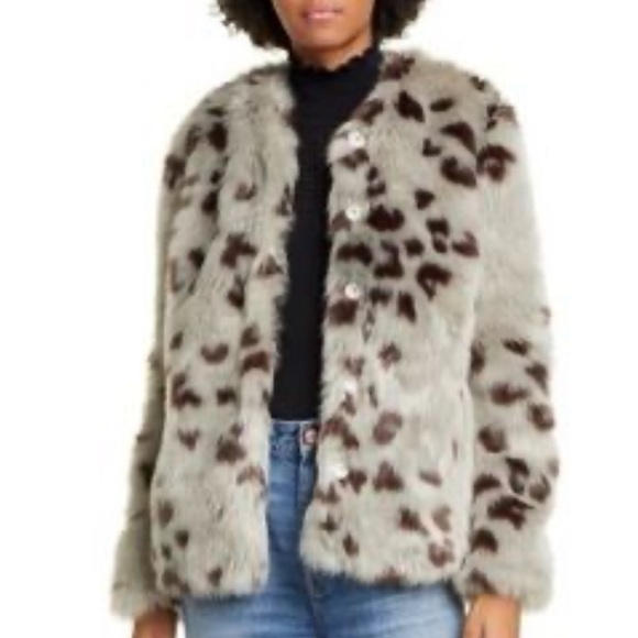 Rebecca Taylor La Vie Snow Fox Faux Fur Coat in Dusty Sage - XL- NWT - Picture 5 of 8
